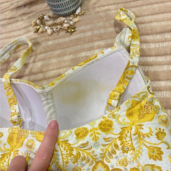 NipTuck Swim Yellow and Light Blue Paisley Tankini Woman’s Size 4 - Picture 3 of 7
